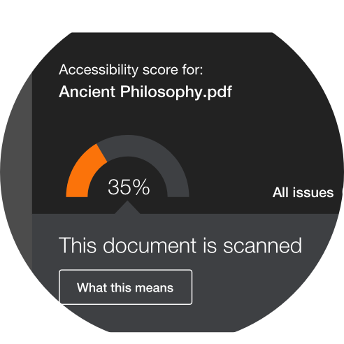 Blackboard Ally interface for accessibility score - screenshot